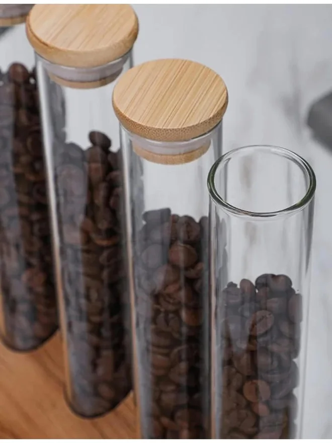 1Chase 1CHASE 4-Piece Borosilicate Glass Storage Tubes With Bamboo Lid 100ml